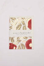 Block Printed Greeting Card - Marigold Glitz Scarlet