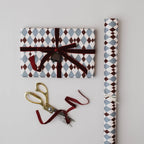 Blue Red Harlequin Luxury Gift Wrap Christmas Holiday Paper